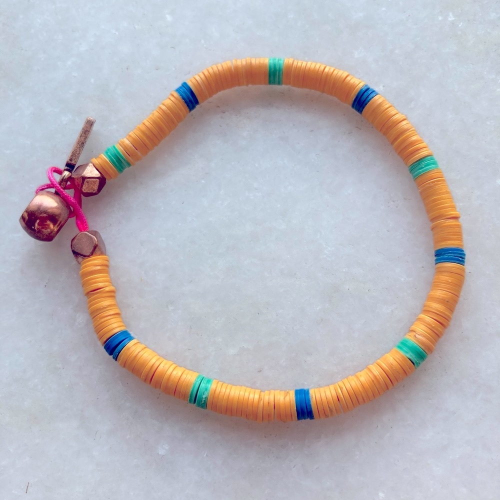 $295 Yellow Disc Bracelet Brass Clasp Fred Segal Ron Herman